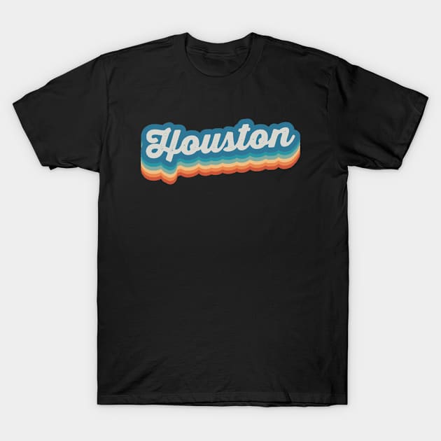 Houston Retro Groovy Sunset Vintage Aesthetic Typography T-Shirt by Inspire Enclave